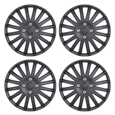 14'' x 4 Matte Black Wheel Covers Snap On Full Hub Caps R14 Tire&Steel Rim