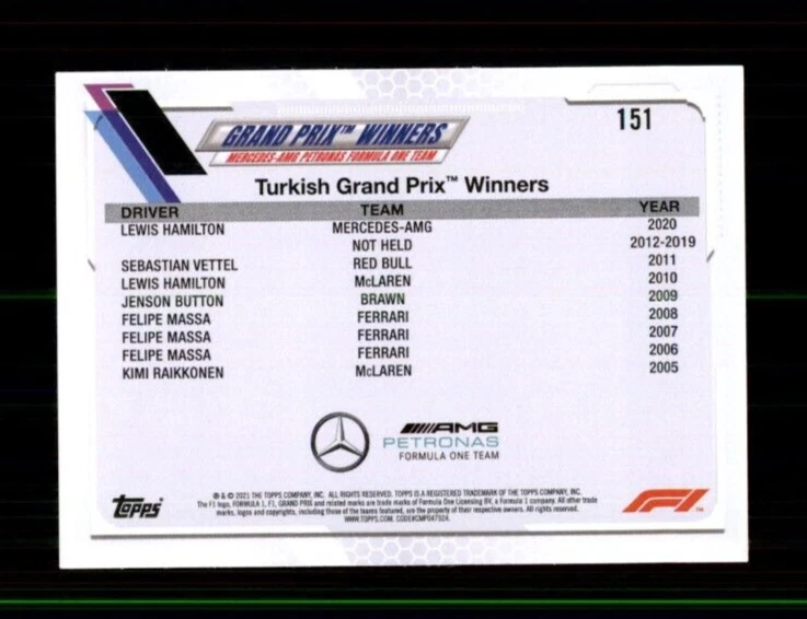 2021 Topps Formula 1 Rainbow Foil #151 Lewis Hamilton/Grand Prix Winner - Image 2 of 2