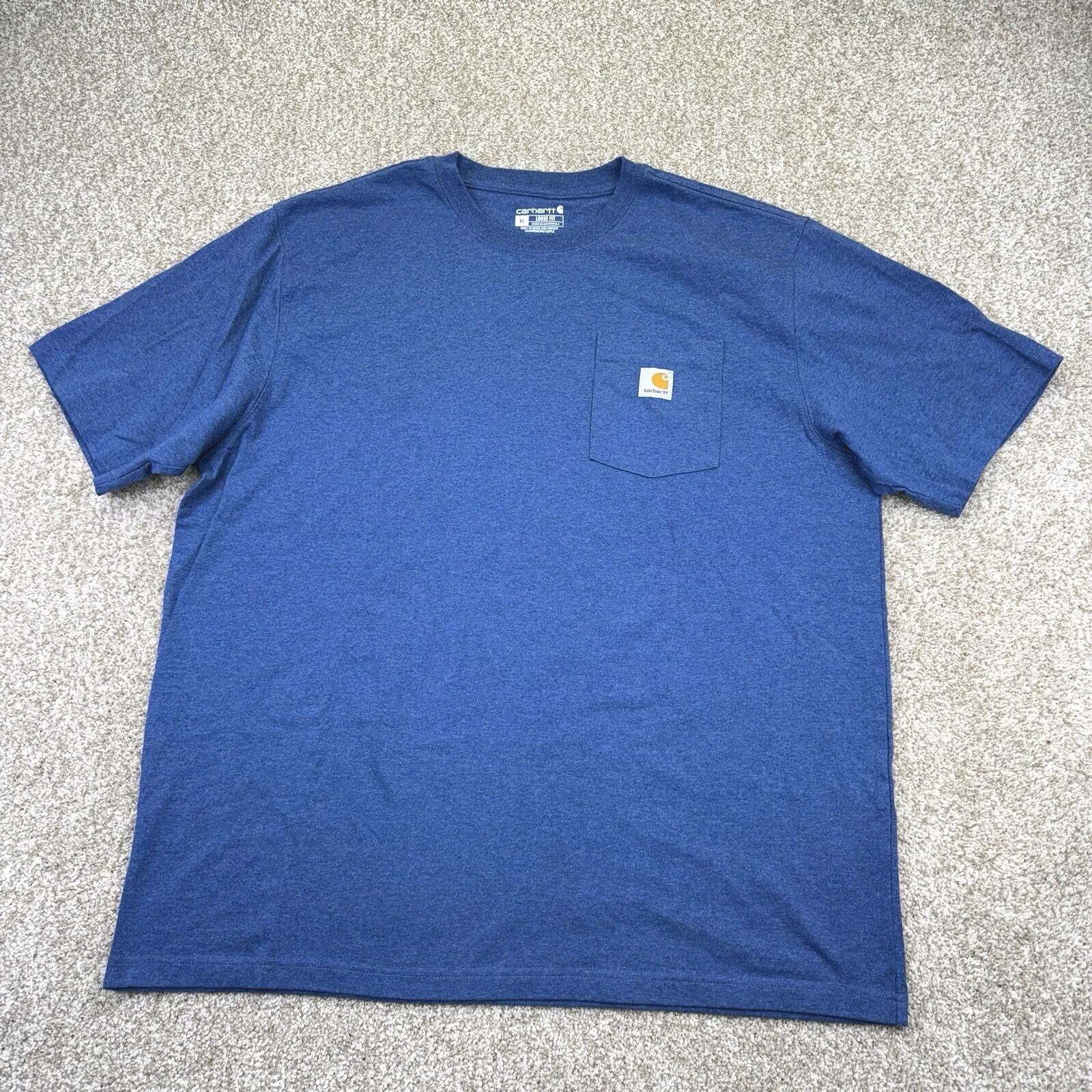 Carhartt K87 Loose Fit T Shirt Mens XL Workwear Blue Short Sleeve Pocket