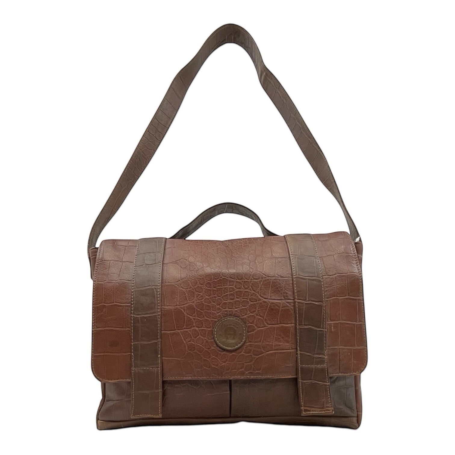 Vintage 70s 80s ETIENNE AIGNER Leather Messenger Bag Laptop Handbag Embossed NWT image 4