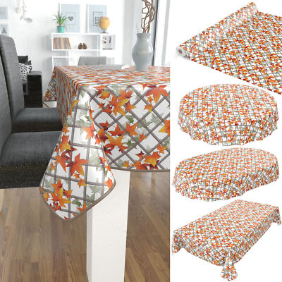 Abwaschbare PVC Wachstuch Tischdecke Meterware Orange Efeu Bltter Karo  Italy | eBay.de