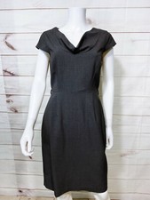 Calvin Klein Womens Cowl Neck Dress Size 6 Gray Lined Back Zip Slit