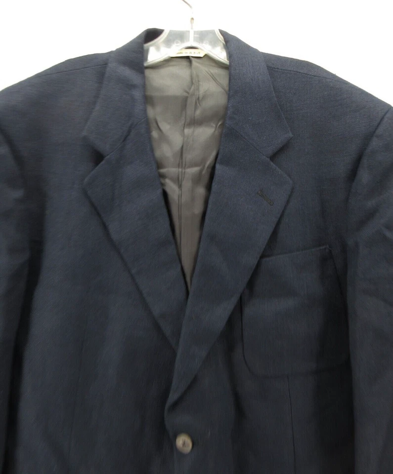 Abrigo Deportivo DE COLECCIÓN Eddie Bauer Hombres 44 Alto Azul AKA Blazer Lino Chaqueta Safari Foto 2 de 4