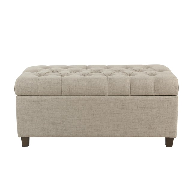 Homepop Ainsley Button Tufted Storage Bench Multiple Colors Tan