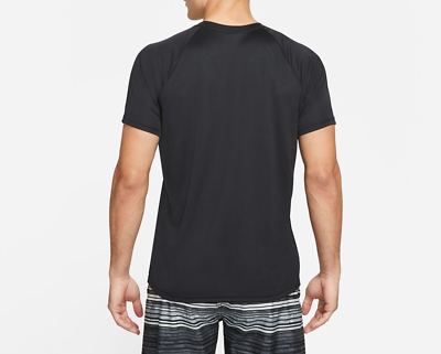 Nike Hydroguard Swim Shirt Essential Short Sleeve UV Black Size L