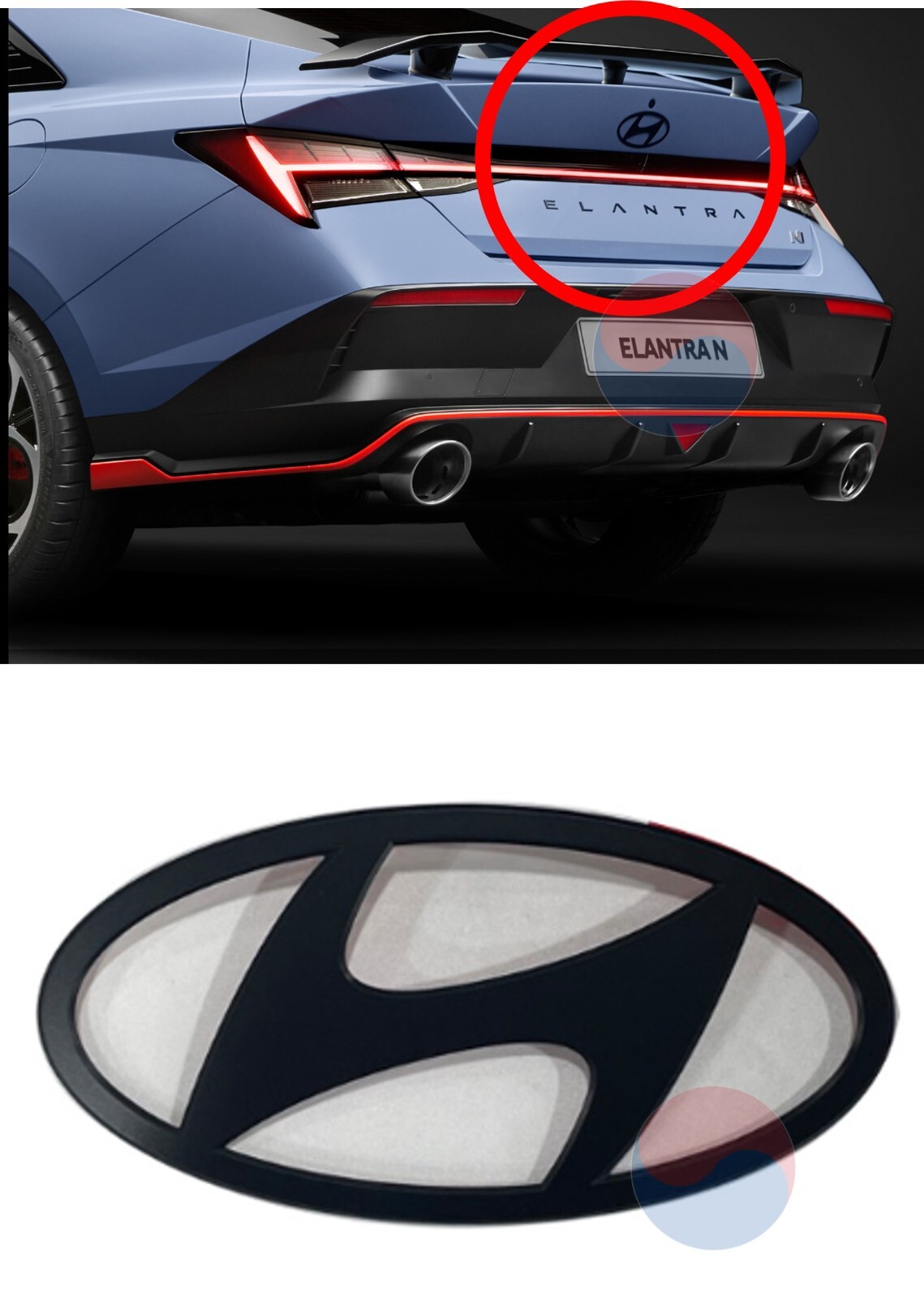 Genuine OEM Matte Black Rear Emblem 86302IB000 for Hundai Elantra 21~26+