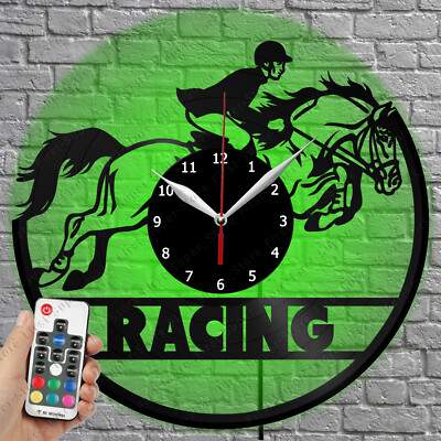 LED Clock Horse Racing Vinyl Record Wall Clock Led Light Wall Clock 2791