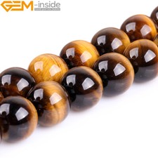 Natural Round Gemstone Loose Spacer Tiger's Eye Beads For Jewellery Making 15"