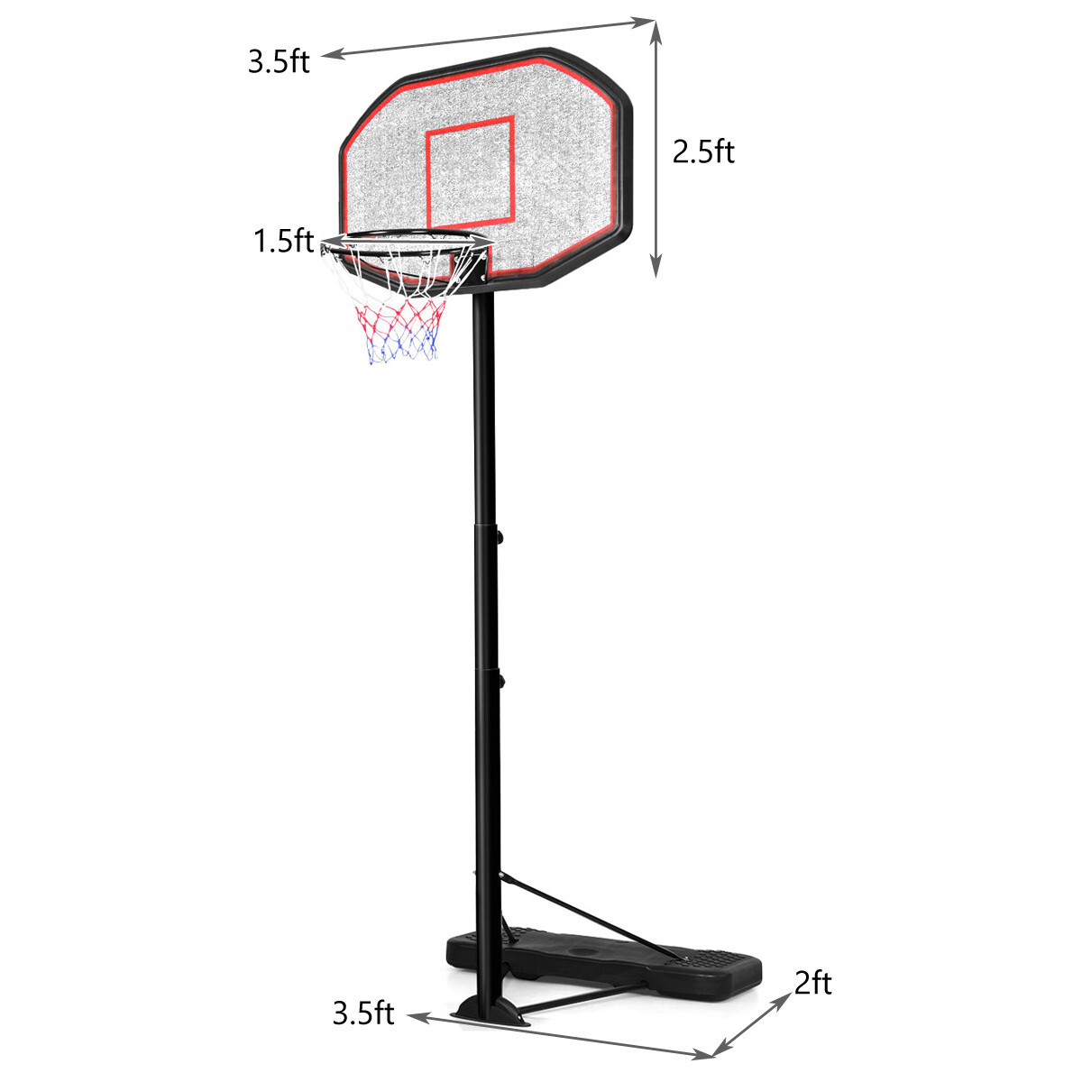 305cm Full Size Basketball Stand Hoop Net Backboard System Adjustable