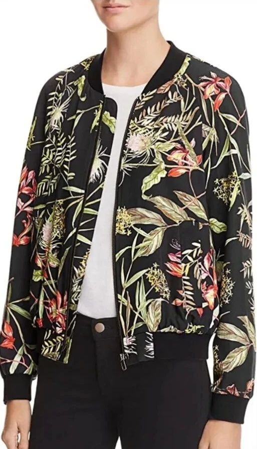 French Connection Women s Botanical Print Bomber Jacket. Size 4