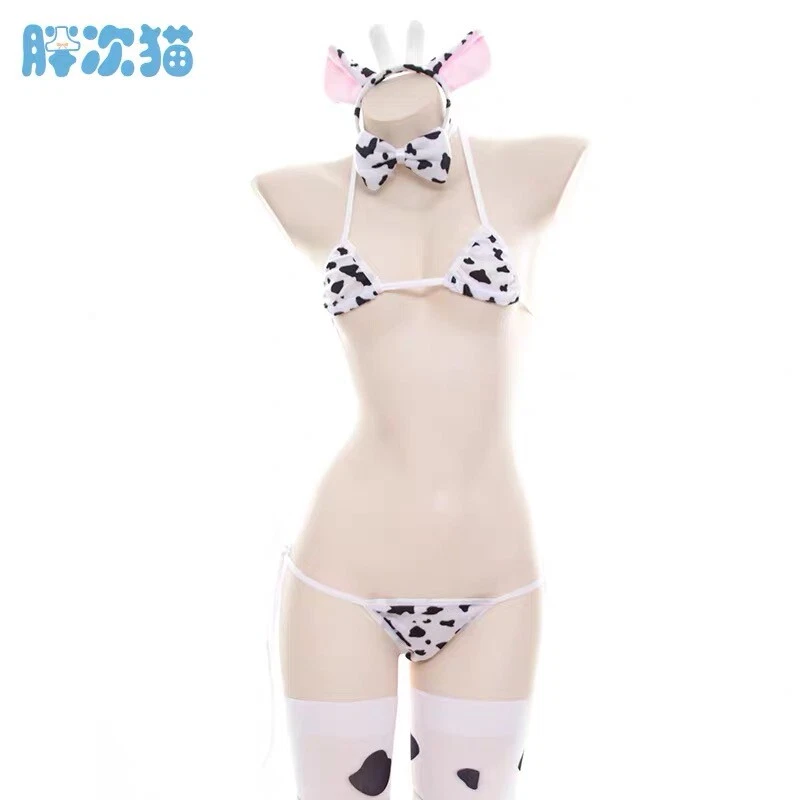 Kawaii милый корова напечатано бикини костюм нижнее белье сексуальное белье косплей - Изображение 2 из 4