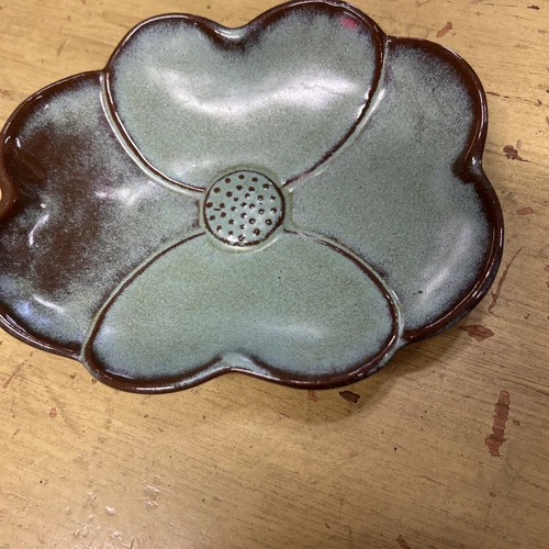Vintage Frankoma Prairie Green Dogwood Dish 204