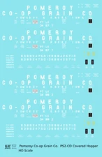 K4 HO Scale Decals Pomeroy Co-Op Grain Co. PS-2CD Covered Hopper Knoke Iowa