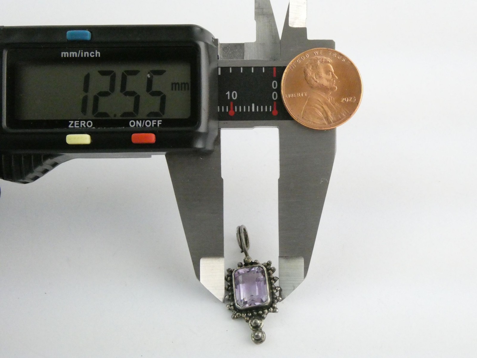 Sterling Silver Rectangular Cut Amethyst Charm Pe… - image 8