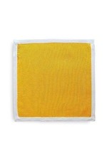Frederick Thomas plain yellow knitted pocket square with white edging