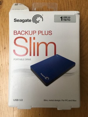 1TB Seagate Externe Festplatte HD USB 3.0 Backup Plus Slim STDR1000202 Blau