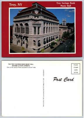 Troy NY Troy Savings Bank Music Hall Postcard 1987 Historic Landmark