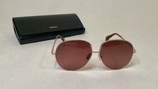 Max Mara Women's Geometric Sunglasses Gold Metal Frame Pink Tinted Lens