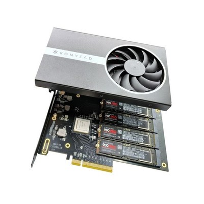 Quad PCIe4.0 NVMe M.2 SSD Adapter Card-PCI Express 4.0 x8 Card Support 4X M.2...