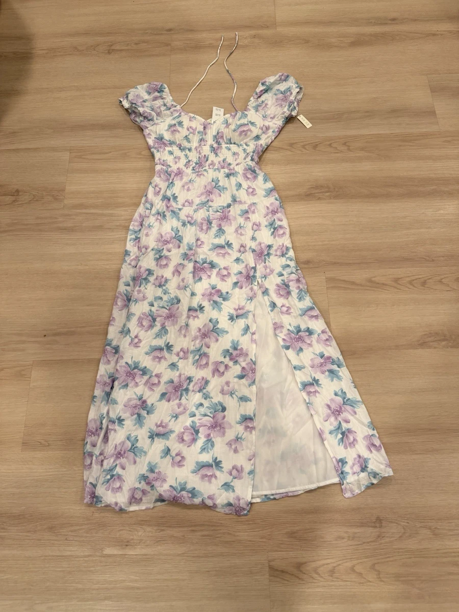 floral mini dress with long sleeves Women's Flutter Away Berry Purple Multi Floral Print Mini Dress | Size: S