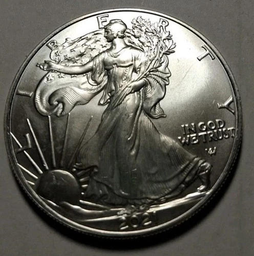 2021  $1 Type 2 American Silver Eagle .999 Silver Uncirculated Bids .99 Cents!