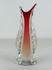 Vetro Di Murano Vaso Monofiore Opalescente 32cm Sommerso Rosso Design 1960