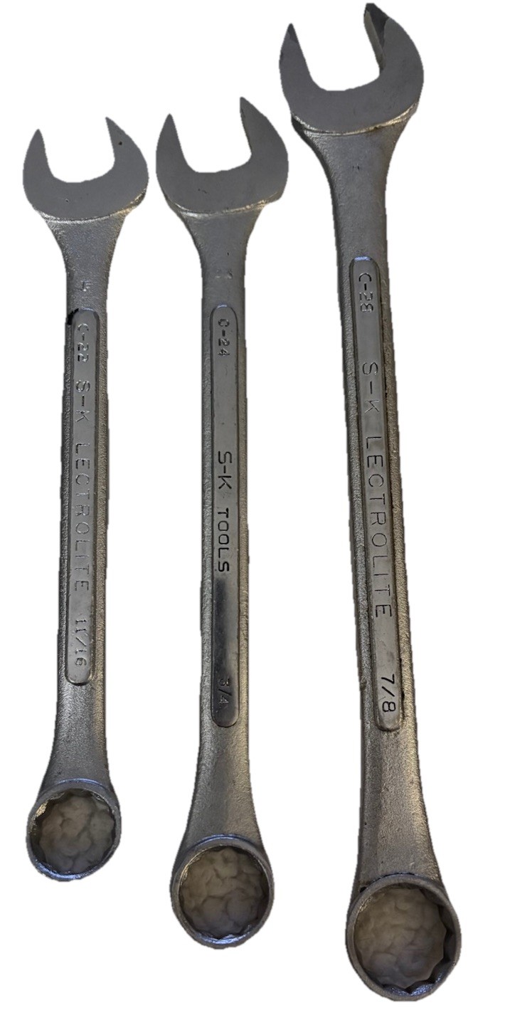 Vintage Lot Of 10 Vintage SK-TOOLS Combination SAE & Metric Wrenches,US MADE,NOS