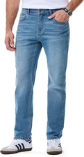 Men'S Jeans Regular Fit Straight Stretch Classic Casual Cotton Denim Pants