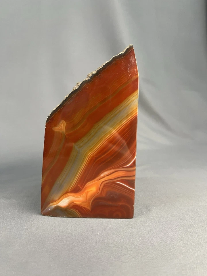 Red Brown Band Carnelian  Agate Bookends Polished Mineral Stone 6" tall - Image 3 of 4