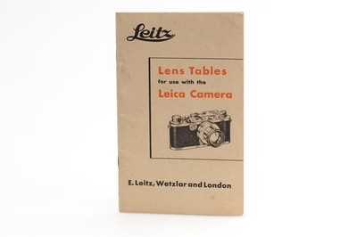 Leitz Leica Lens Tables for use with the Leica Camera