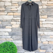 Faherty Legend Sweater Maxi Shirtdress Charcoal Gray Knit Size S Small