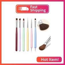 6PCS Nail Art Brushes Set, Nail Brushes for Nail Polish Nail Design Brush Gel Na