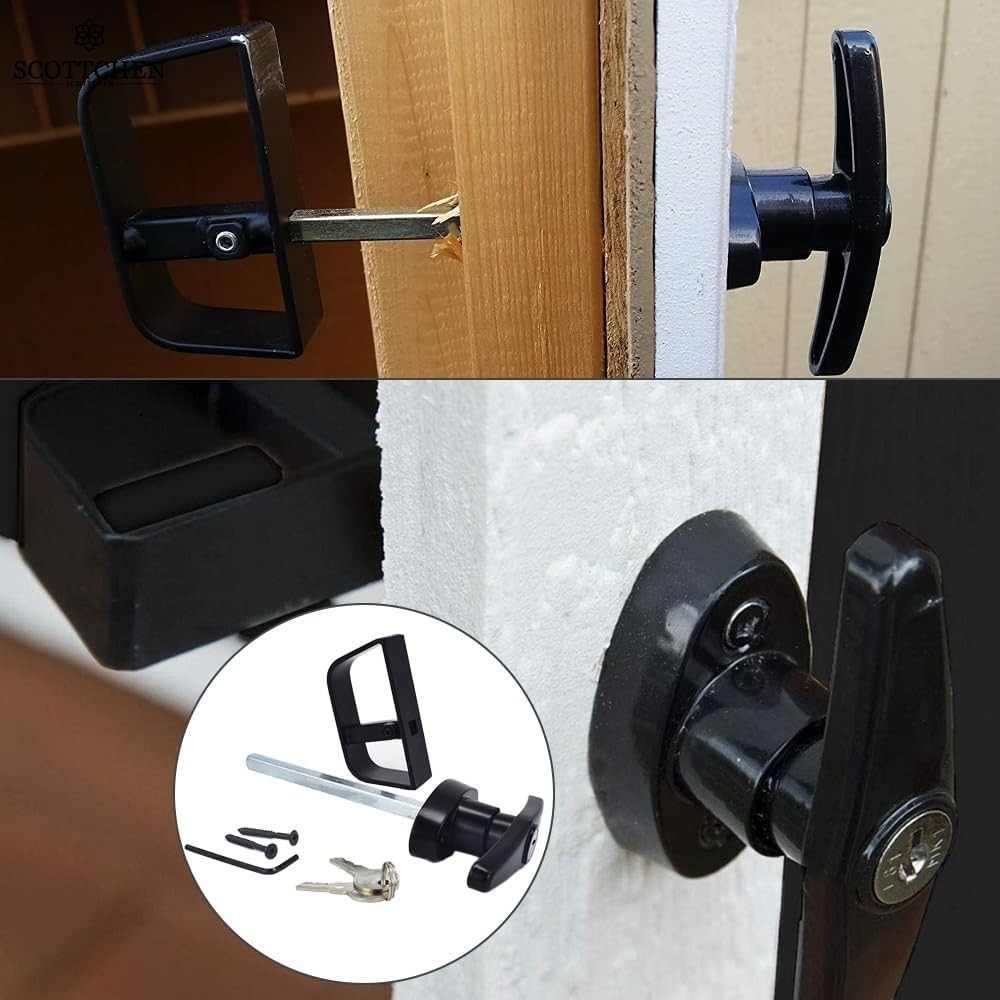 5½" T- Shed Door Lock with Lock Keyed Alike Garage t Shed Latch Hardware Lock...