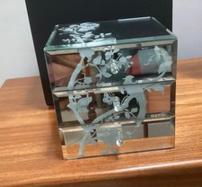 Vintage Laura Ashley Mirrored Glass Jewellery Trinket box 3 Drawers
