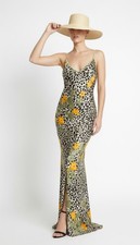 Luxury 2-Piece Satin Nightgown Short Robe Set Size M Animal Print Floral