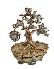 JAY STRONGWATER BIRTHSTONE OCTOBER OPAL ENAMELTREE TRINKET BOX pill