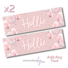 2x Personalised Birthday Banners Pink Silver Large 16th 18th 21st 30th 40th 50