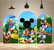 Mickey Mouse Clubhouse Arch Backdrop Cover Birthday Party Background Photo