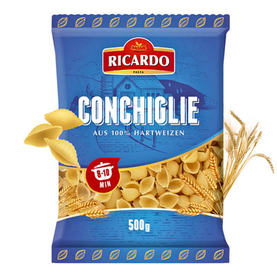 RICARDO Pasta Muschelnudeln Conchiglie 500g Schalennudeln Italienische Nudeln