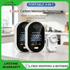 2 Pack 4-in-1 Carbon Monoxide Detectors Plug-in with Fahrenheit F Humidity