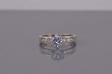 Sterling Silver Cubic Zirconia Channel Set Accented Band Ring 925 Sz: 9