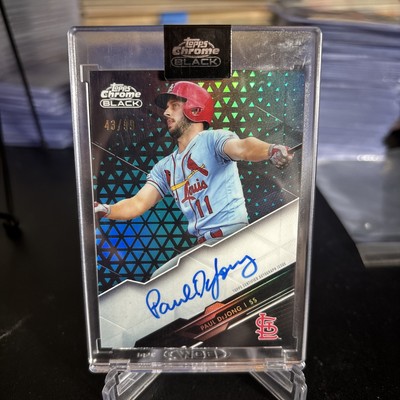 2020 Topps Chrome Black Paul DeJong Green Refractor Auto /99 St. Louis Cardinals