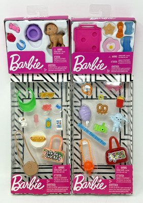 Barbie Accessories Weekend Mode/Sunday Funday & Pet Puppy/Breakfast-Lot of 4