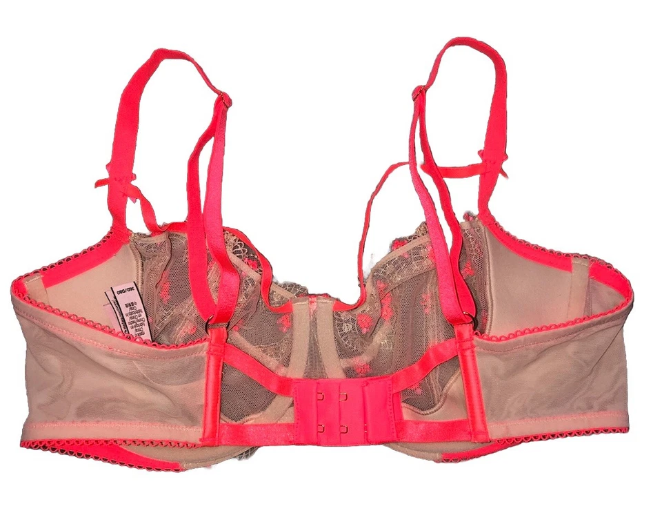 Sujetador push up Victoria’s Secret Dream Angels 36D coral oro rosa encaje bordado Foto 3 de 4