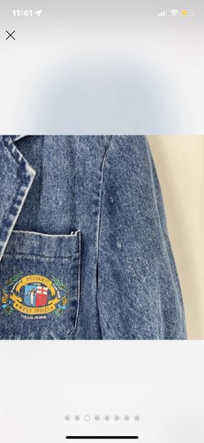 Vintage 90s Blue Jean Denim Blazer Jacket Academia Nautical Preppy Career Small - Picture 5 of 8