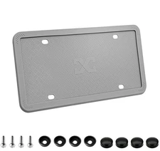 Silicone Gray License Plate Frame Covers 1 Pack- Front and Back Car Plate Bra...