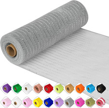 Deco Mesh Ribbon - 10Inch X 30 Feet Each Roll Metallic Foil Mesh Ribbon for Chri