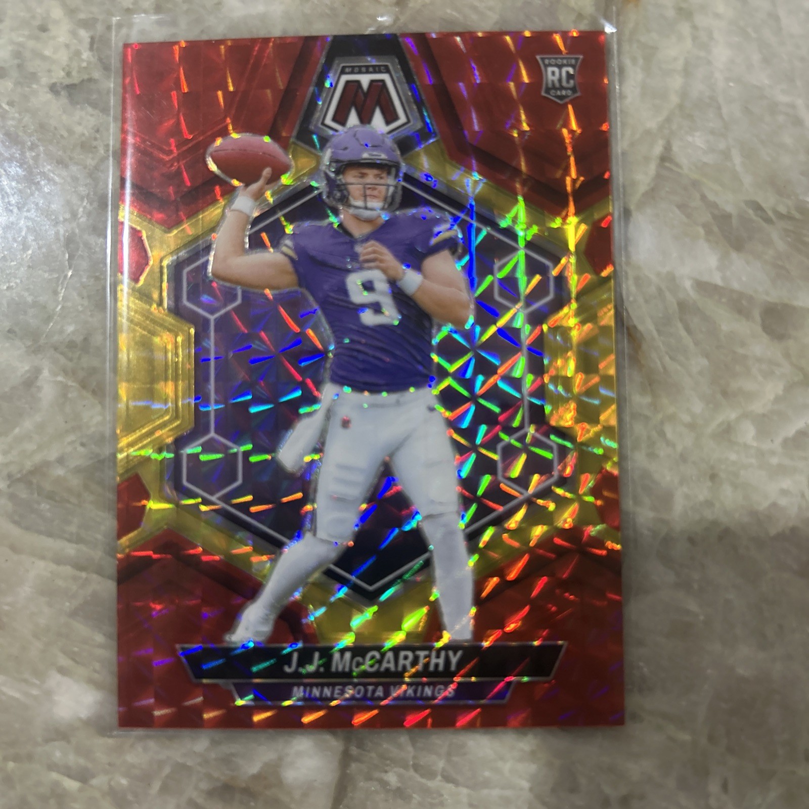 2024 Panini Mosaic - Rookies J.J. McCarthy #310 Reactive Yellow Mosaic Prizm