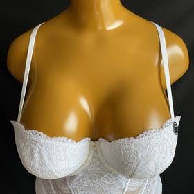Ann Summers Sexy Lace Planet Suspender Basque White Sheer Mesh & Lace, UK 18 B-C