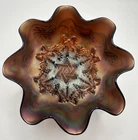 Antique NORTHWOOD Amethyst Carnival Glass "Star of David and Bows" Bowl